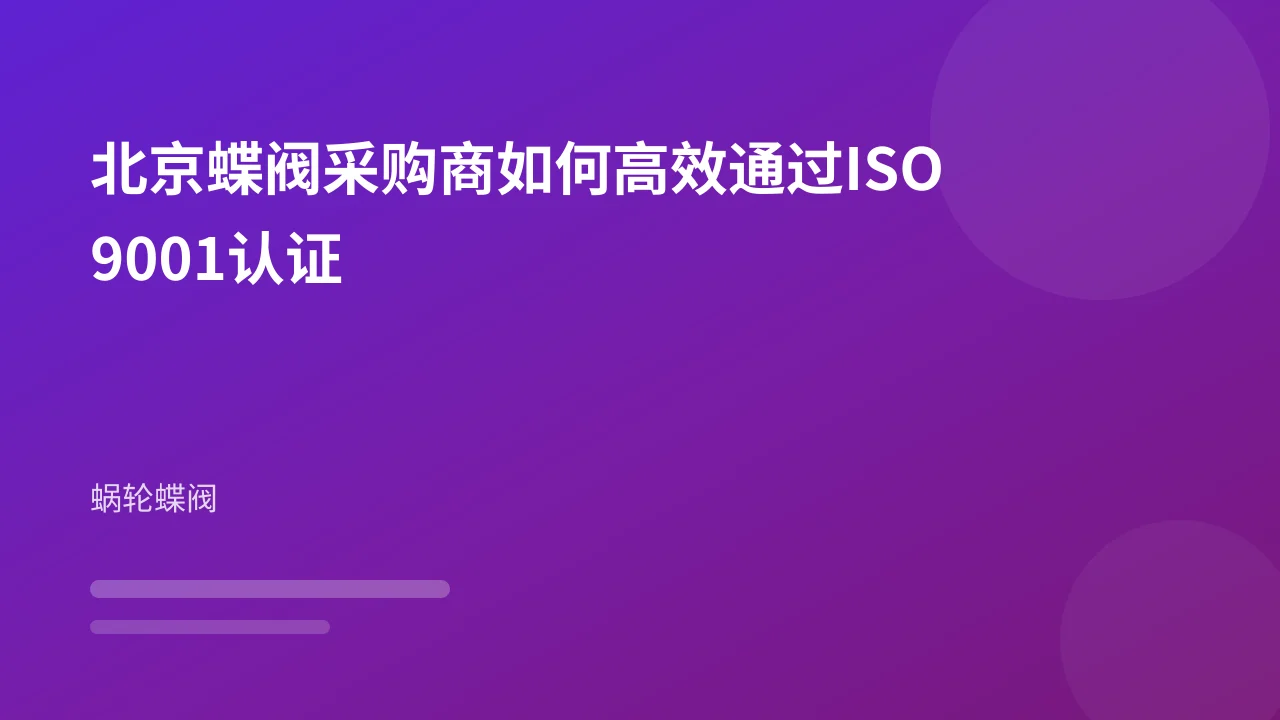 北京蝶阀采购商如何高效通过ISO9001认证